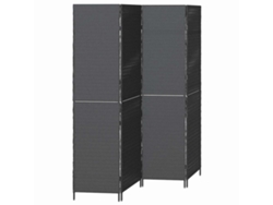 Biombo Divisor | Biombo Separador | Separador De Habitaciones Negro 195 X 180 Cm Ratán Sintético