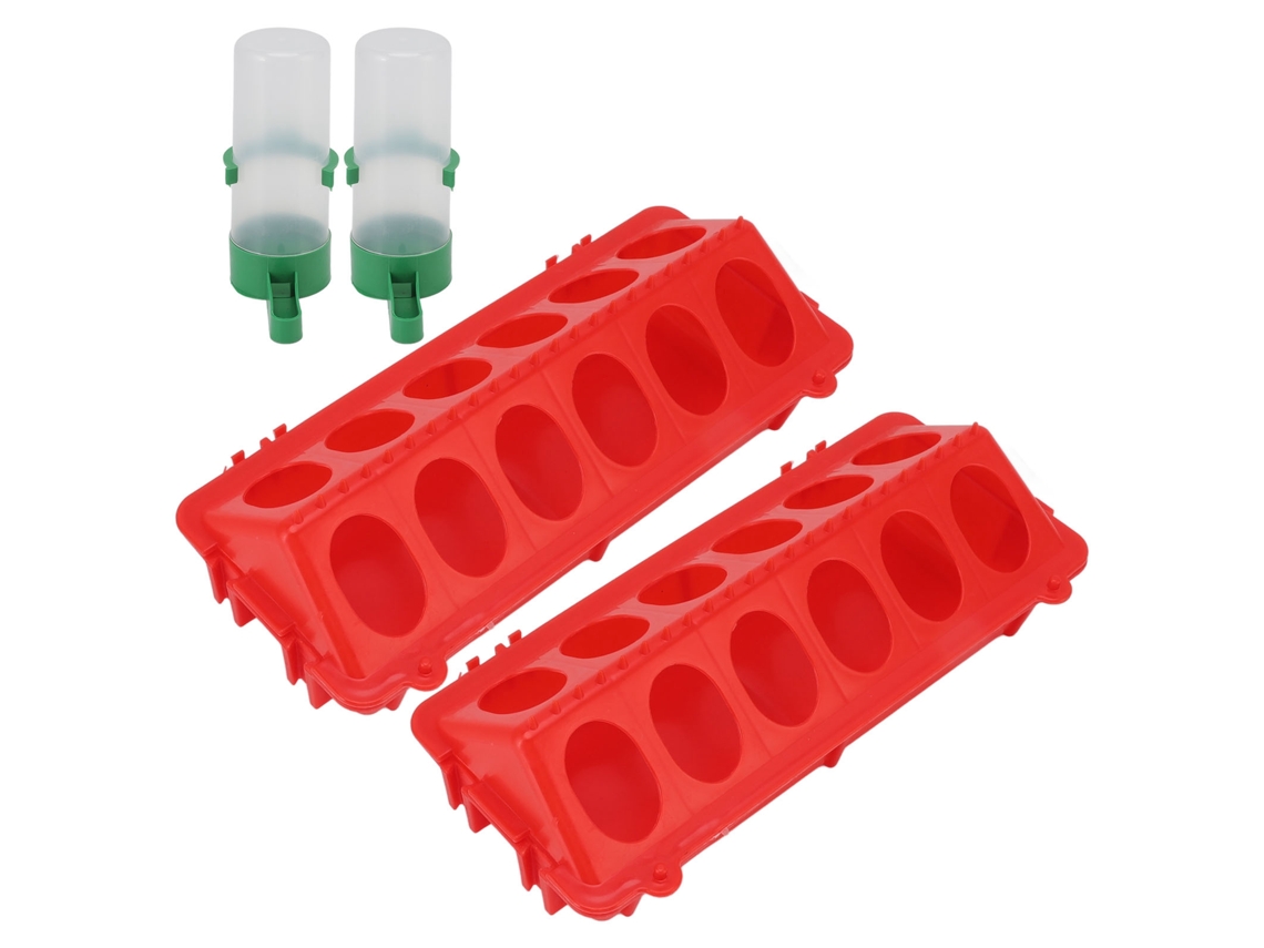 Juego De 2 Comederos Automáticos Para Pollos Y Gallinas Ponedoras Con Tapa Antisalpicaduras Y Recipiente De Pp De 90 Ml.