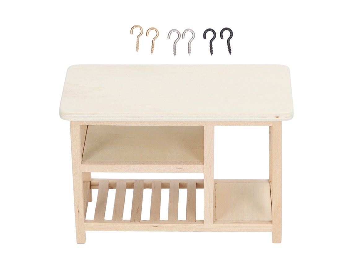 Mesa de madera para muñecas a escala 1:12 con espacio de almacenamiento, muebles en miniatura para casa de muñecas.