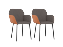 Maison Exclusive - Sillas De Comedor 2 Unidades Cuero Sintético Y Tela Gris Oscuro