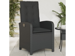 Silla de jardín reclinable DKD Home Decor con cojines de mimbre negros