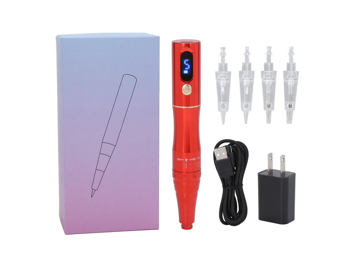 Máquina De Maquillaje Semipermanente Inalámbrica Con Lápiz De Microblading Para Cejas Y Labios, Color Rojo, 100-240 V, Enchufe Estadounidense.