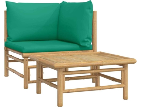 Conjunto 2 Set de muebles de jardín VIDAXL bambú con cojines verde
