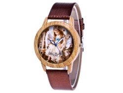 Reloj De Pulsera Analógico Con Bisel Redondo Y Movimiento De Cuarzo - Marrón