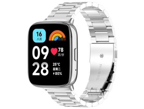 Correa Smartwatch para Redmi Watch 3 Lite/Watch 3 Metal Acero Inoxidable con Tres Cuentas Activas (Plata)
