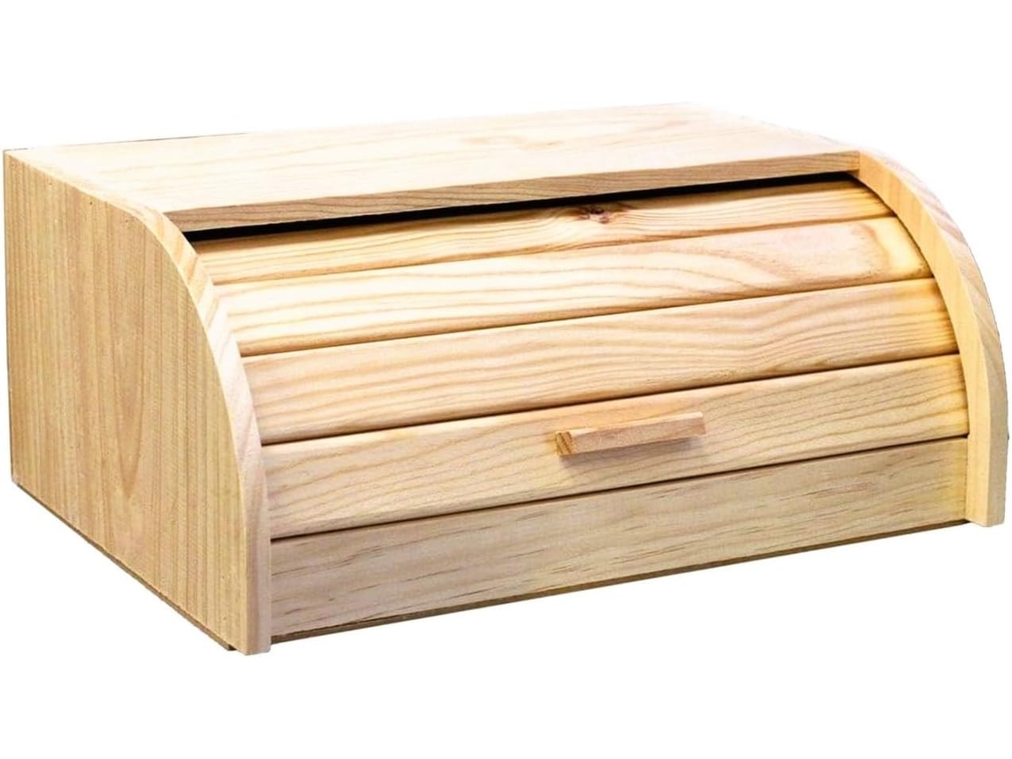 COSHANO Panera de madera con tapa de persiana plegable cesta, alimentos de madera, recipiente con tapa deslizante. (35x25x15cm)