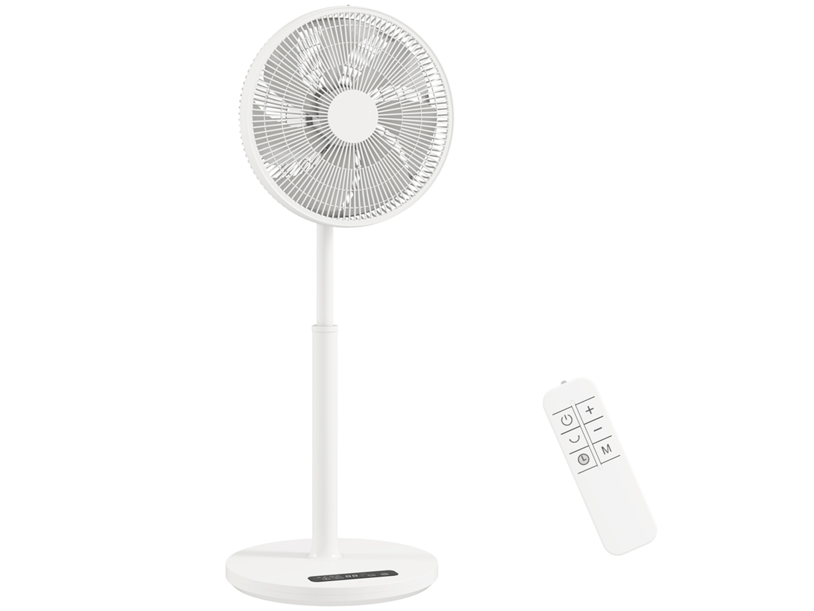 Ventilador De Pie Con Mando A Distancia, 12 Velocidades, Altura Ajustable Para Dormitorio, Blanco