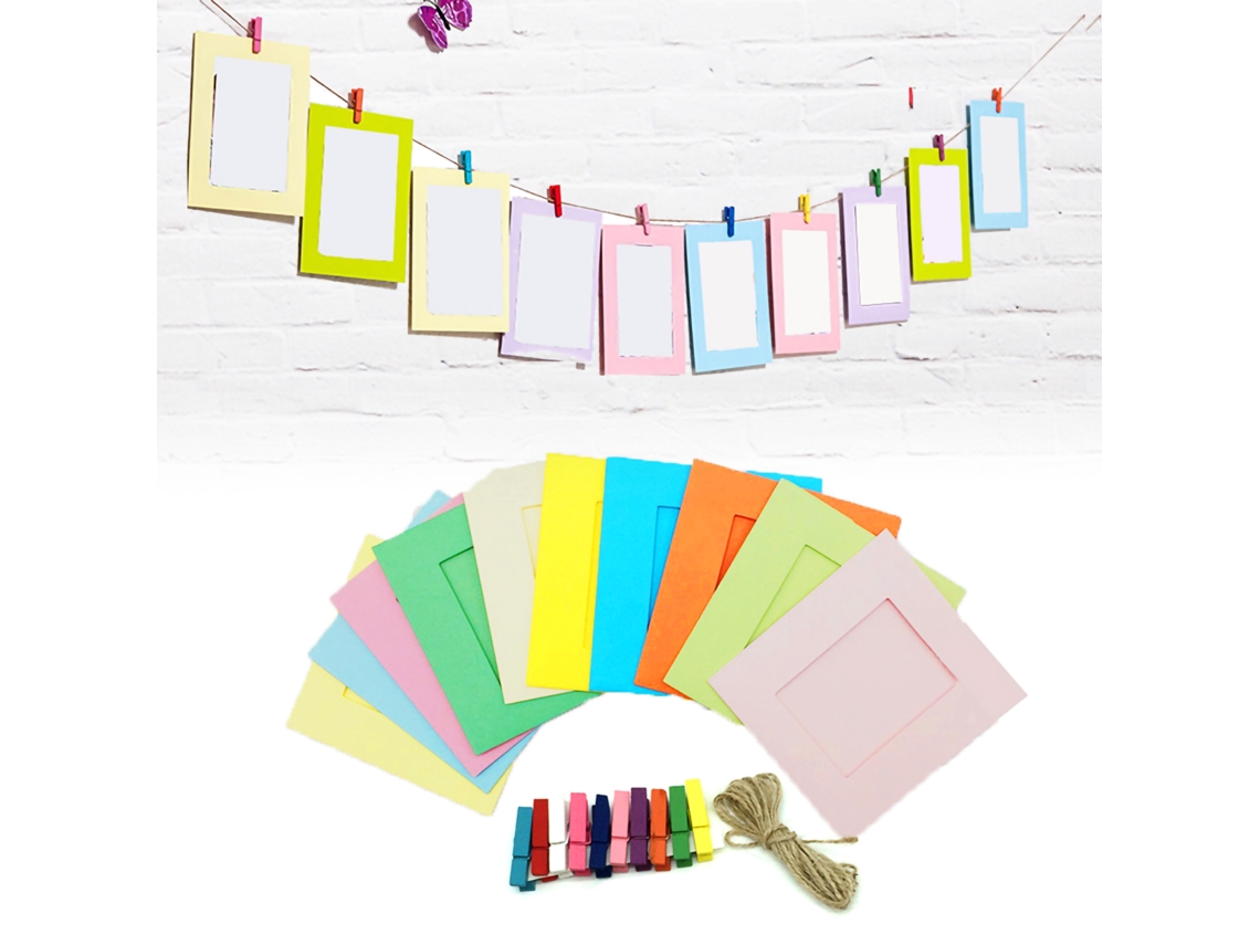 10 Marcos De Fotos Diy De Papel Kraft De 7,6 Cm Para Colgar En La Pared Con Clips Y Cuerda Para Guardar Recuerdos Familiares.