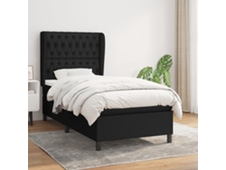 Cama Box Spring Con Colchón Tela Negro 90x200 Cm
