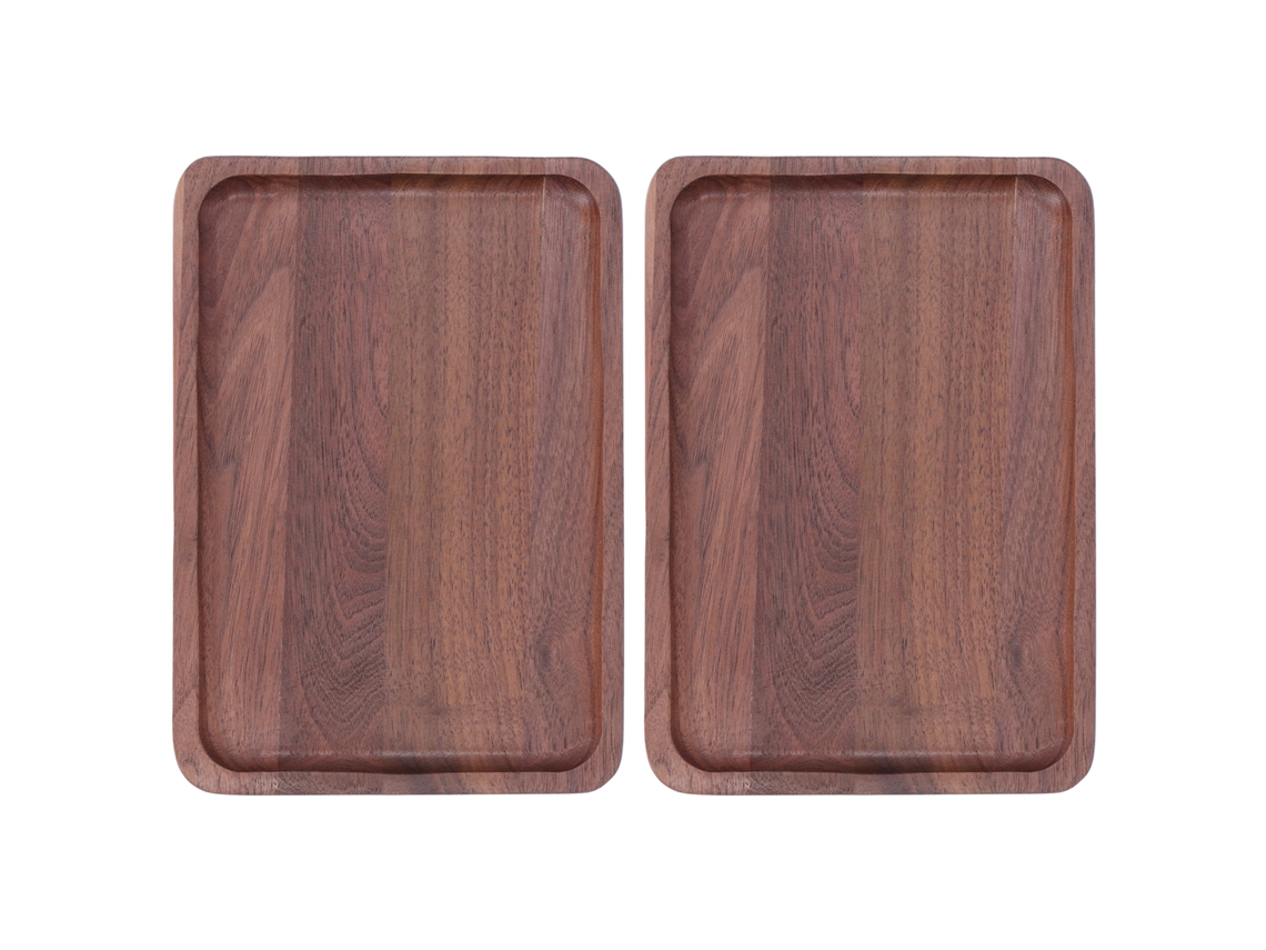 2 Piezas De Bandeja De Madera De Nogal Para Servir Comida Y Frutas. Accesorios De Cocina.