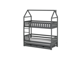 Cama Infantil FURNLUX Iga (Gris, Madera Maciza - 98X198X217 Cm / 90X190 Cm)