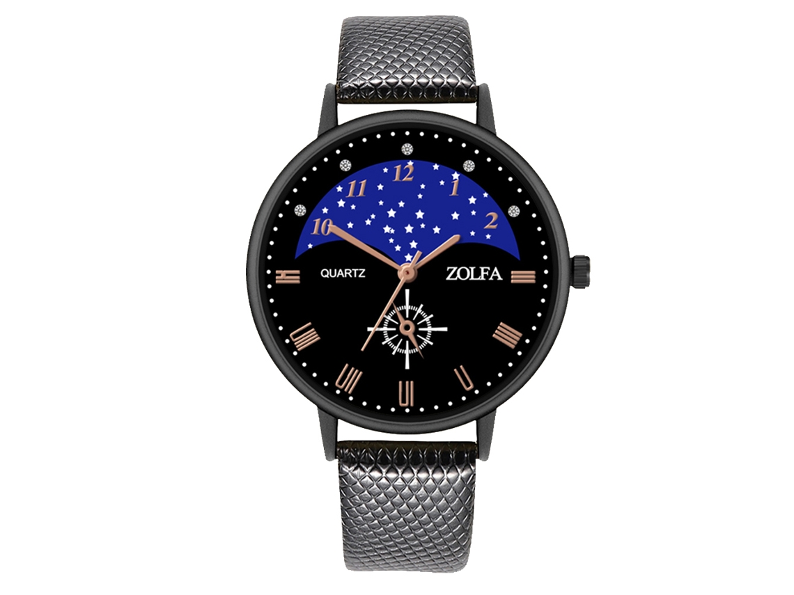 Reloj De Cuero Negra Pareja Analógico De Cuarzo Dial Redondo Acero
