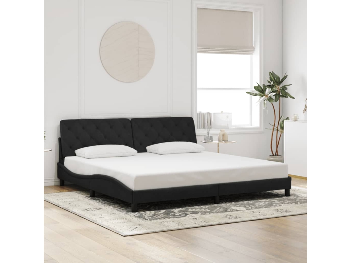 Estructura Cama Sin Colchón Terciopelo Negro 200x200 Cm