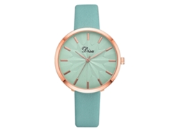 Reloj De Pulsera De Cuarzo Para Mujer Con Correa De Piel Sintética Azul Cielo, Informal Y Sencillo.