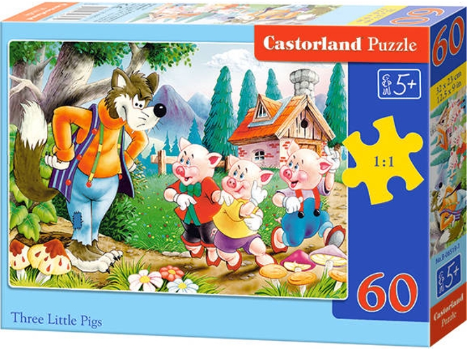 Puzzle CASTORLAND Three Little Pigs (60 Piezas)