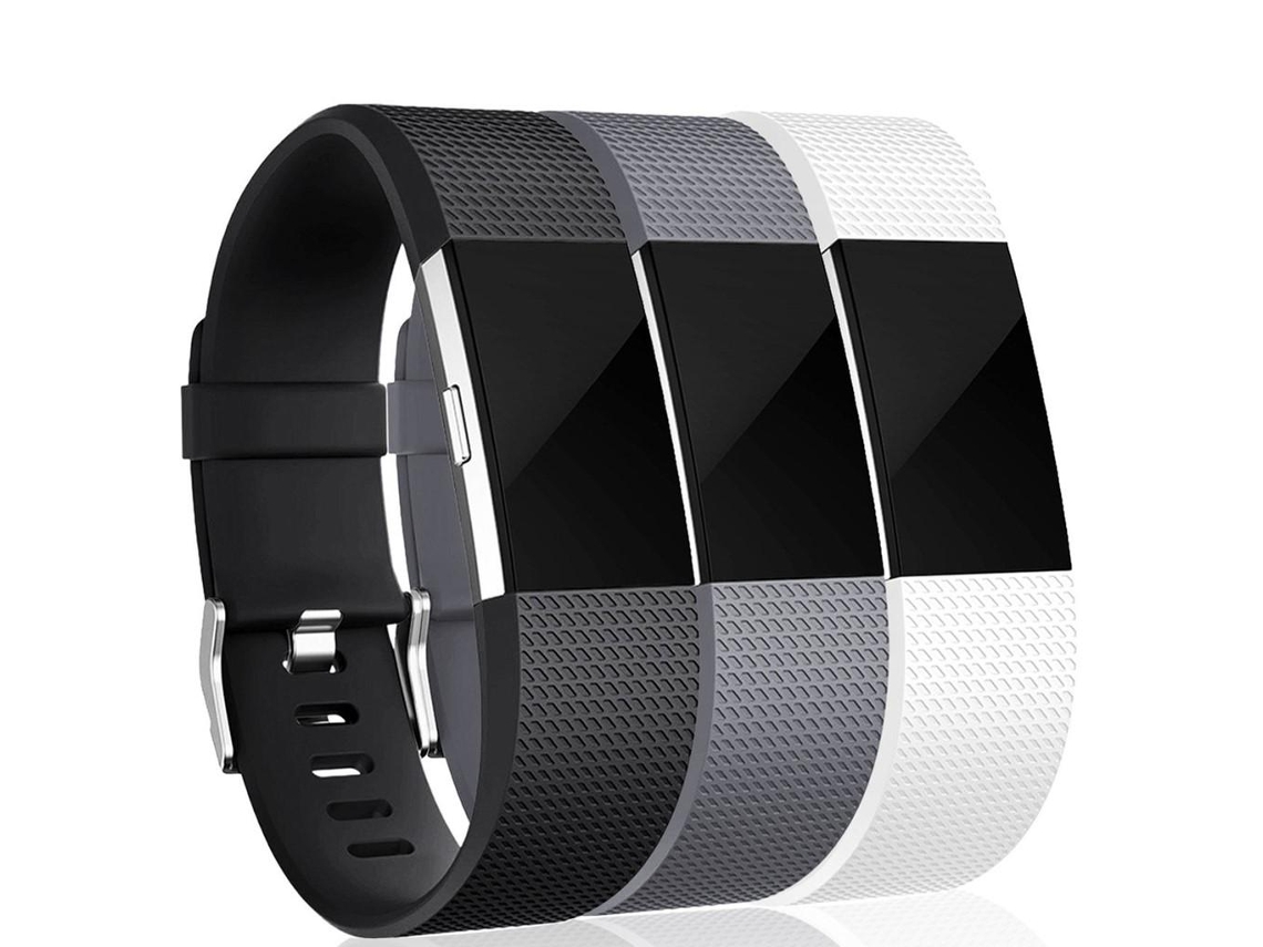 Correa INF Wbf-001-3pack(bgw) para Fitbit by Google Charge 2 (3 Unidades - Silicona - Negro/Gris/Blanco)
