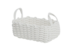 Cesta De Almacenamiento De Cuerda De Algodón Tejida A Mano, Estilo Nórdico, Blanca, 36x25x15cm