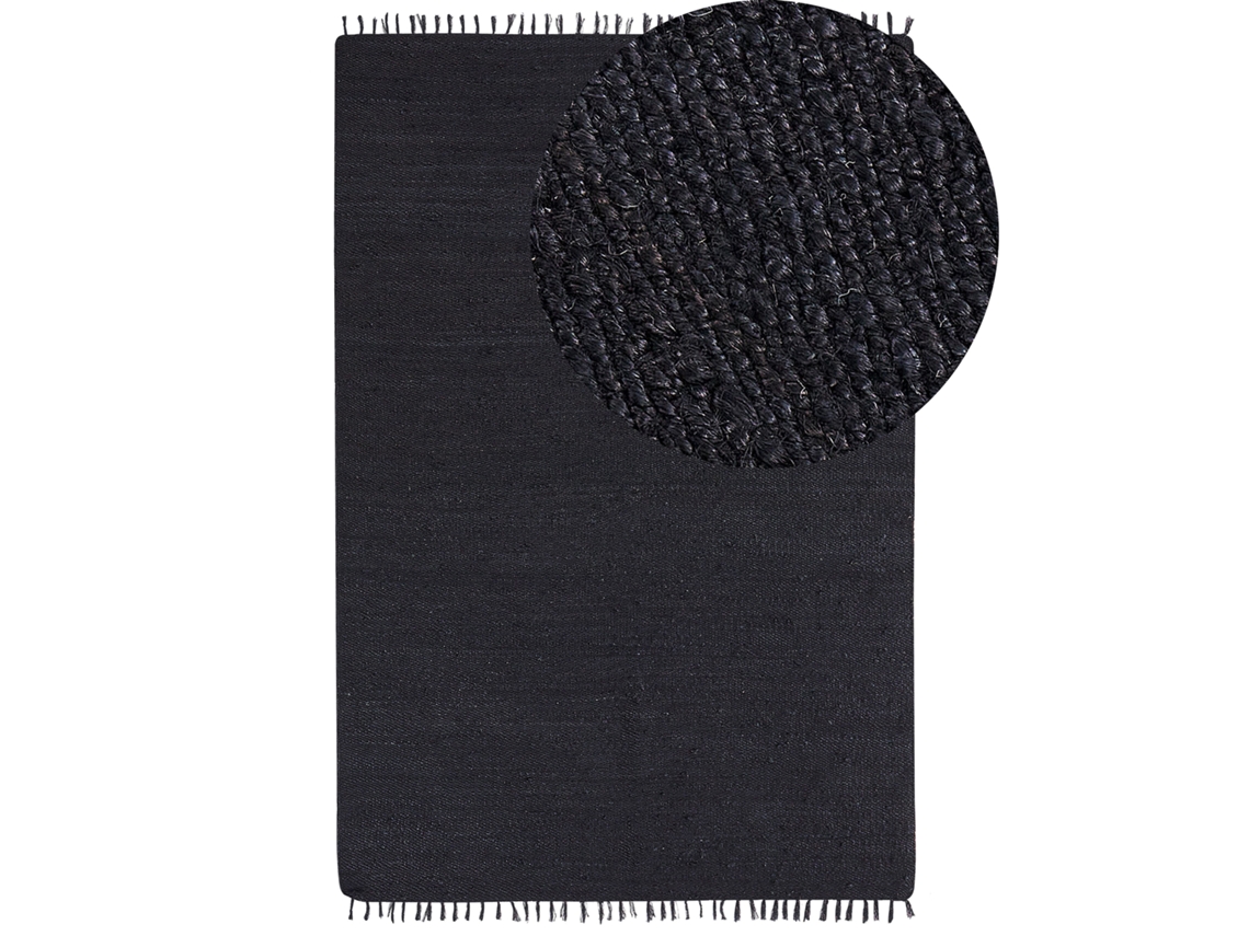 Alfombra BELIANI Sinankoy de Yute Negro 200x300