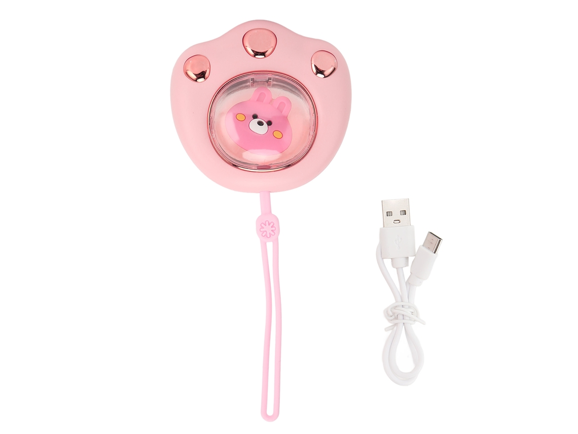 Aquecedor De Mãos Elétrico Portátil Forma De Pata De Gato Fofa Ajustável 50℃-55℃ Rosa Com Luz Integrada