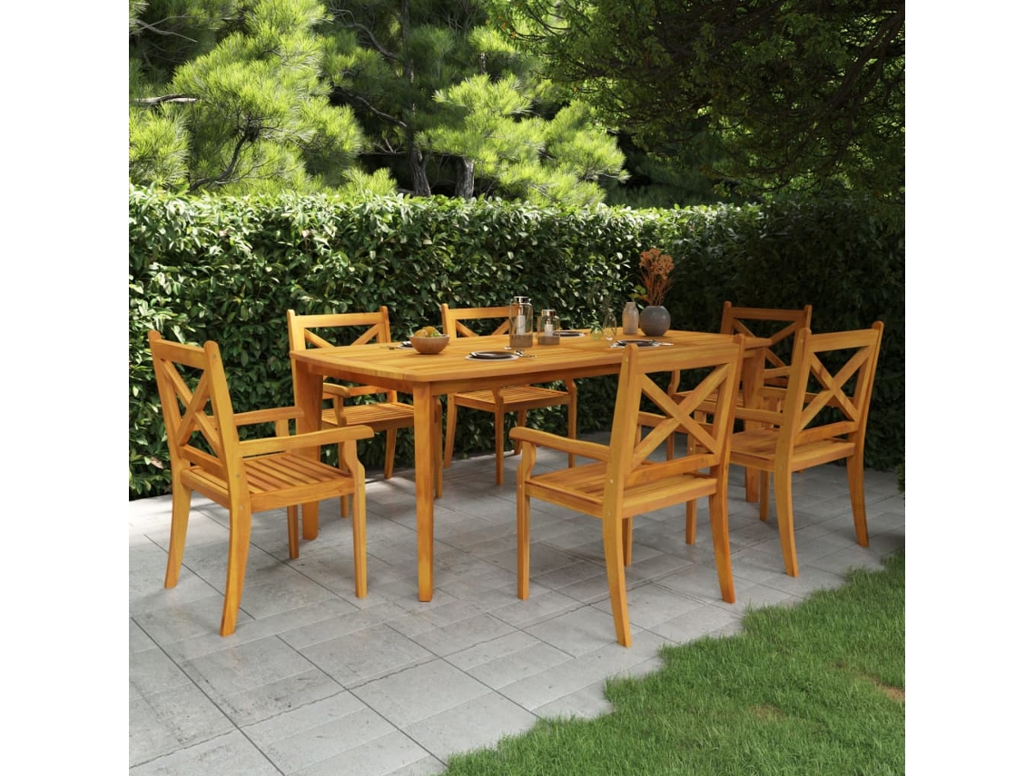 Mesa de Jardín LOVELY HOME Comedor Madera de Acacia Maciza (200 x 100 x 75 cm)