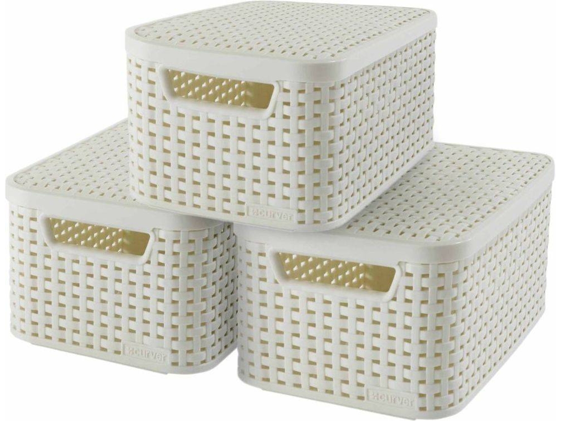 Curver Cajas de almacenaje con tapa Style 3 unidades S blanco