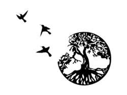 Decoración De Pared De Metal Árbol De La Vida Con Aves Moderna 28cm Para Hogar Y Jardín