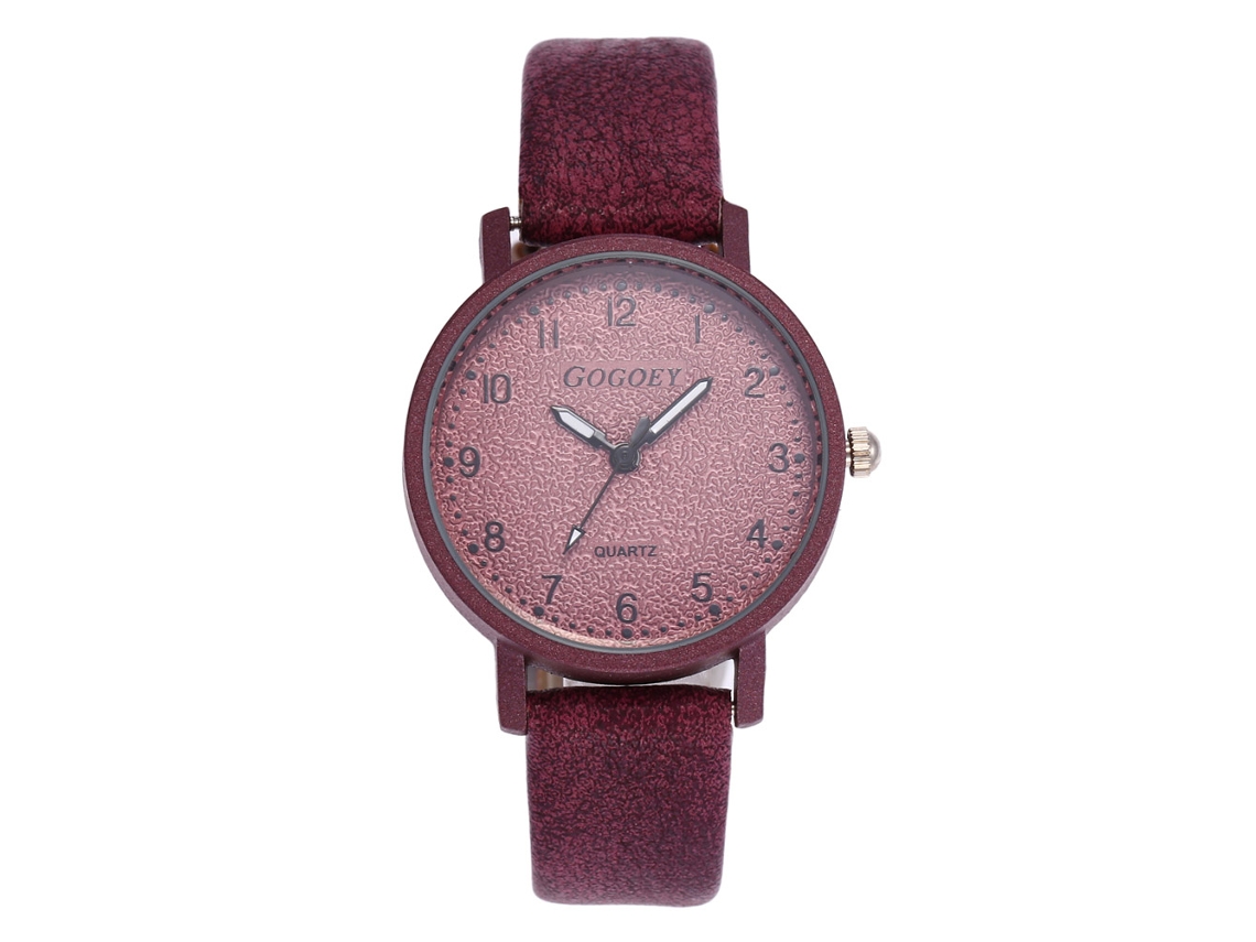 Reloj De Pulsera De Moda Para Mujer Con Correa De Piel Sintética Y Esfera Numérica Sencilla (rojo)