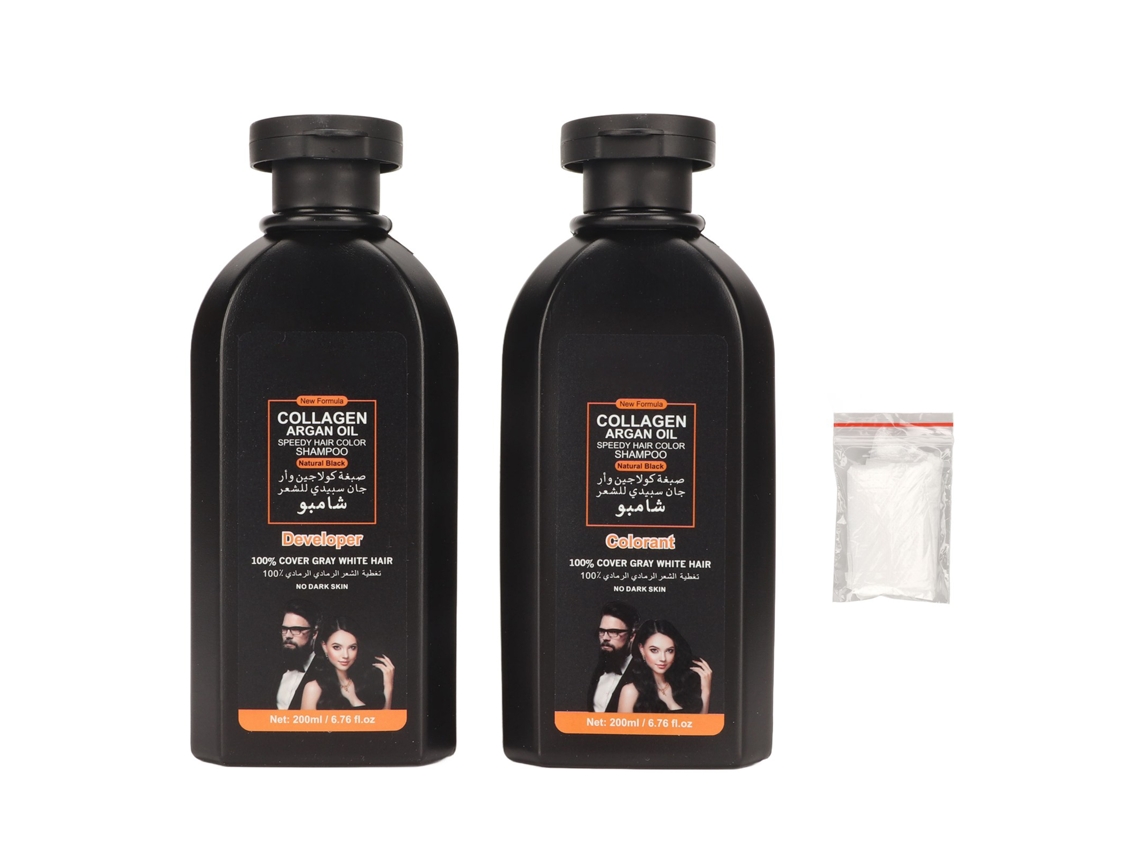2pcs Champú De Coloración Capilar 200ml Para Cubrir Canas, Extracto Vegetal, Semi Permanente
