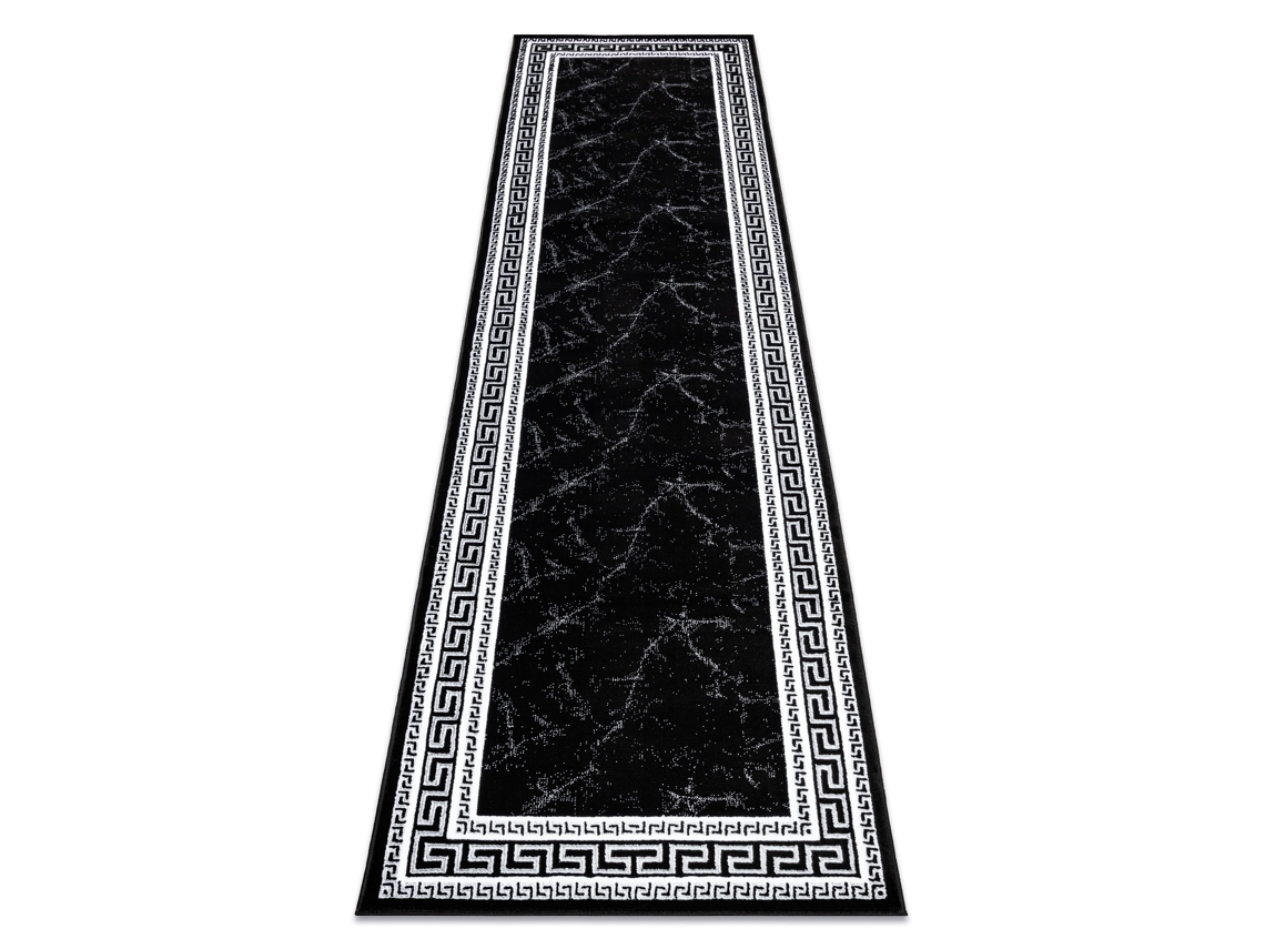 Alfombra, Alfombra de Pasillo Gloss Moderno 2813 87 Elegante, Marco, Griego Negro/Gris (60 x 300 cm)