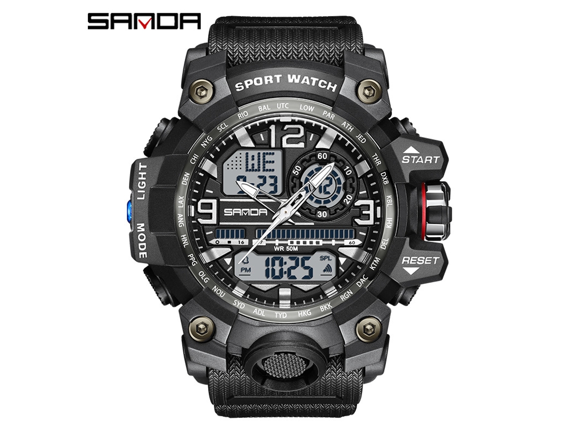 Reloj Deportivo Multifuncional Luminoso, Moderno Y A La Moda (blanco Y Negro para Hombre)