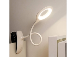 Lámpara De Lectura Led Ajustable Con Clip Y Protección Ocular, Color Blanco.
