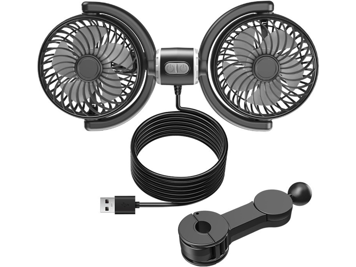 Ventilador Usb De Doble Cabezal Para Asiento Trasero De Coche, 5v, Giratorio, Múltiples Opciones