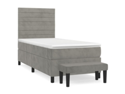 Maison Exclusive - Cama Box Spring Con Colchón Terciopelo Gris Claro 90x190 Cm