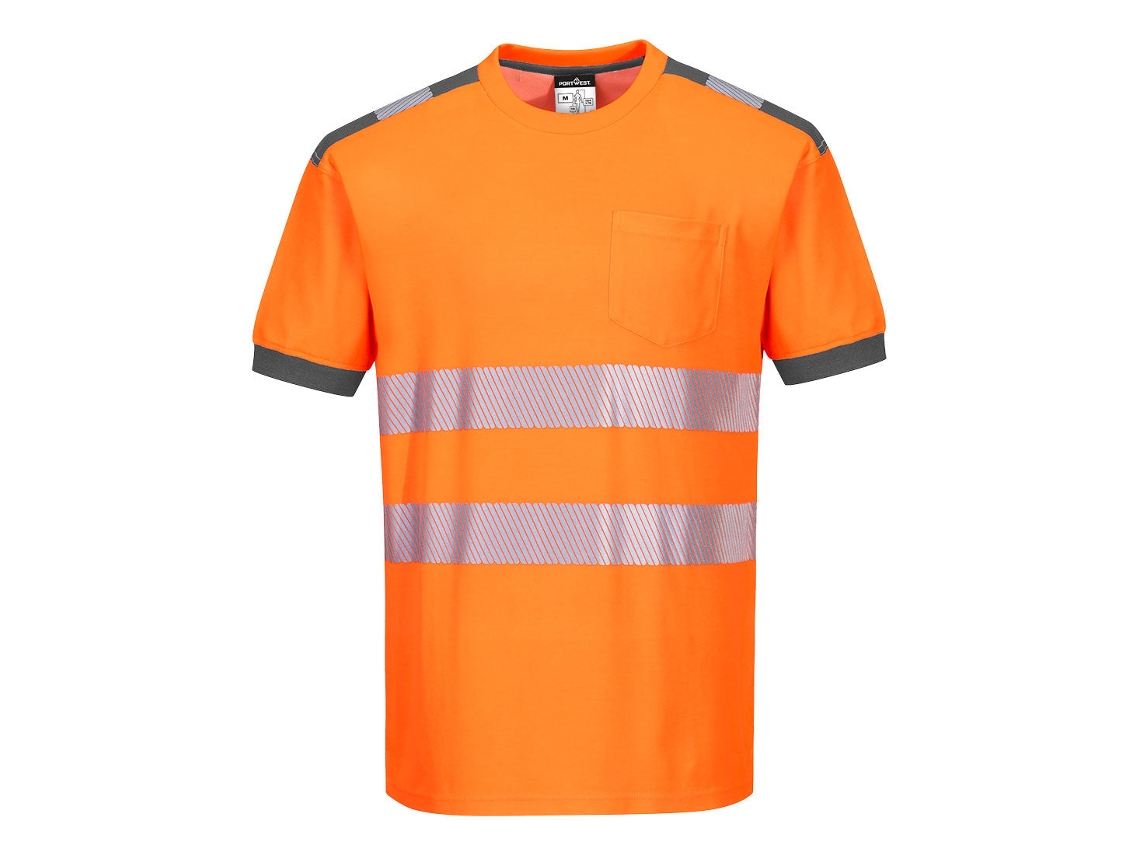 Camiseta de seguridad Portwest Pw3 de alta visibilidad para hombre, cómoda, azul marino y naranja, talla XL