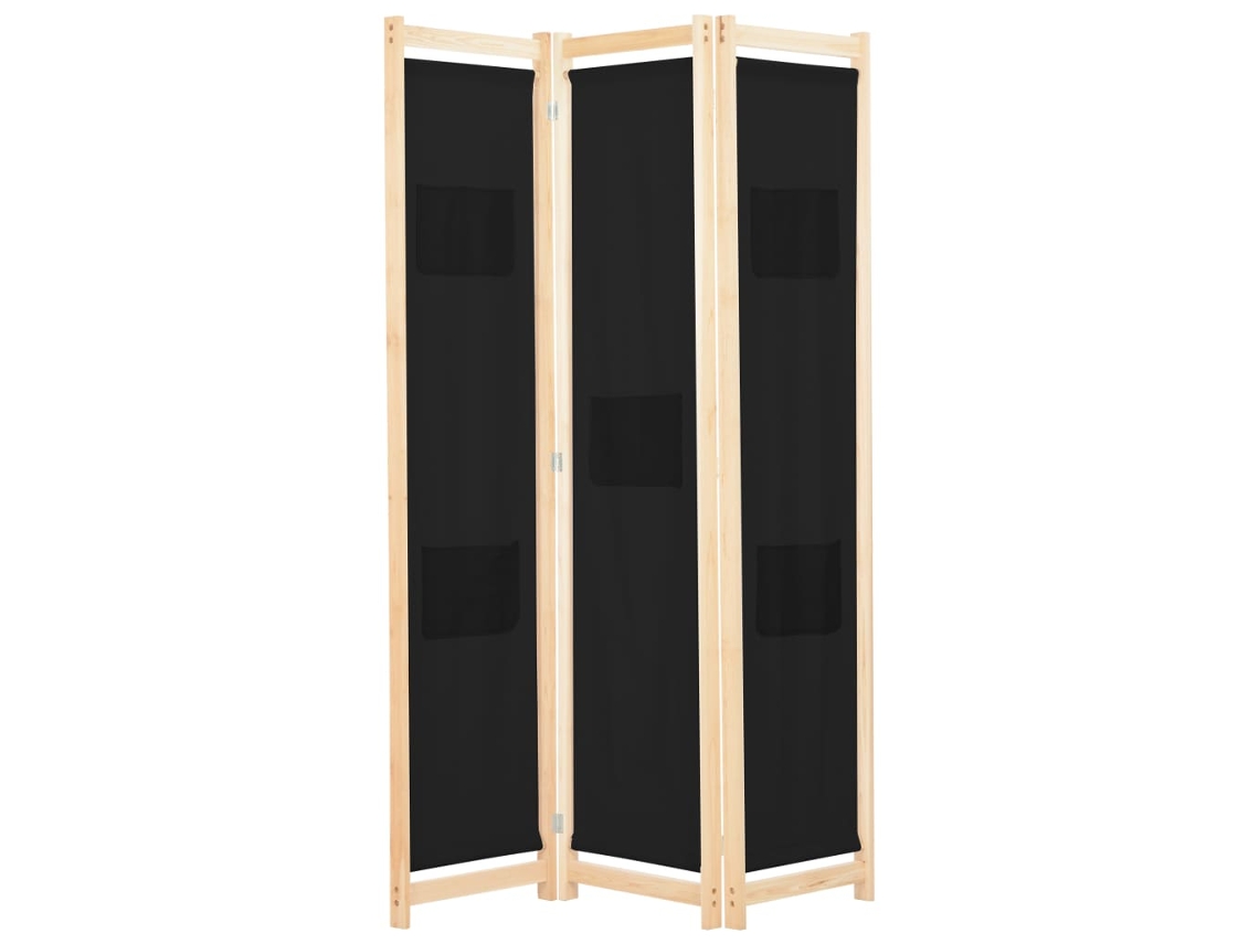 Separador LOVELY HOME con 3 Paneles de Tela Negro (120 x 170 x 4 cm)