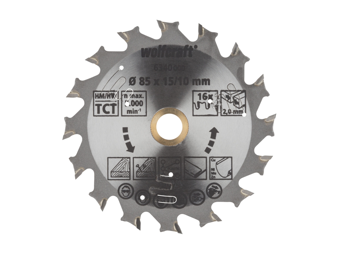 Wolfcraft 6340000 - 1 Disco De Sierra Circular Ct Para Sierras A Batería Ø85x15 Mm