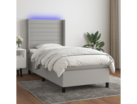 MAISON EXCLUSIVE Cama con somier con colchón y LED 90x200 cm tela gris claro