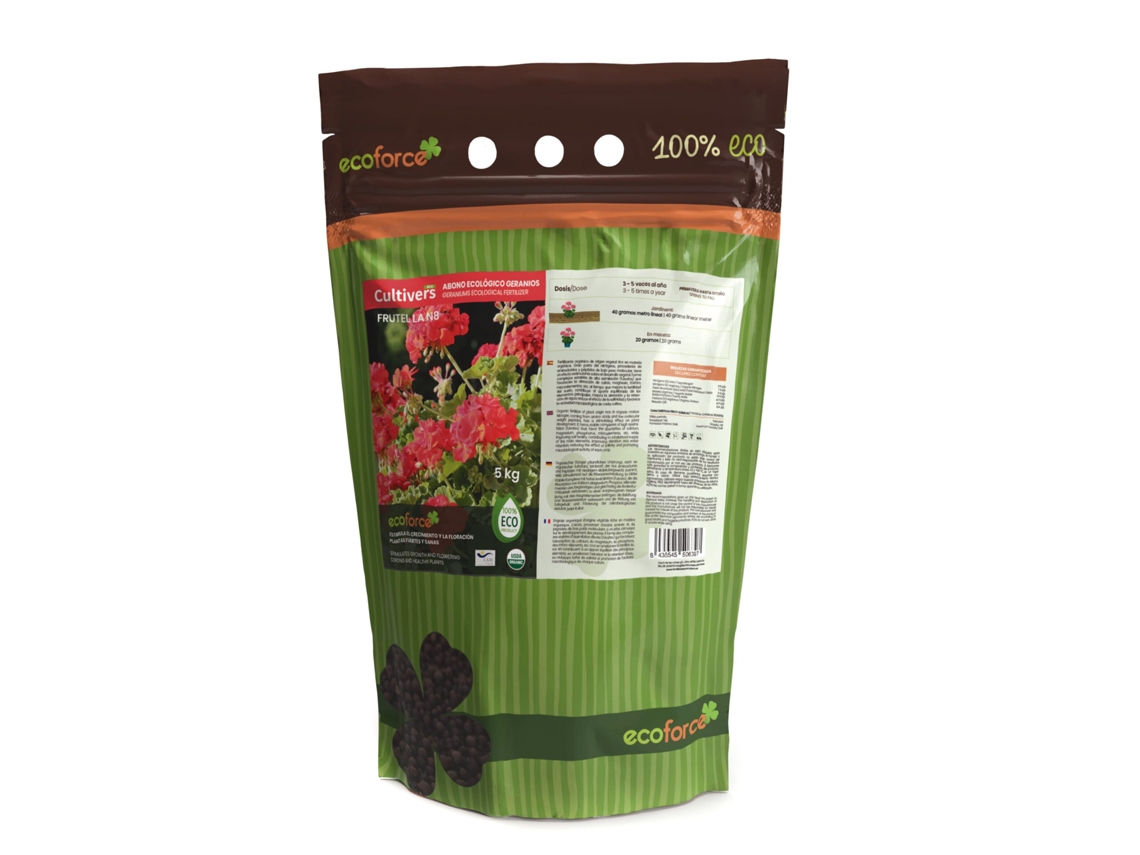 CULTIVERS Abono Geranios y Plantas con Flor Ecológico 5 kg Fertilizante Bio Potencia la Floración y Aroma de Las Flores