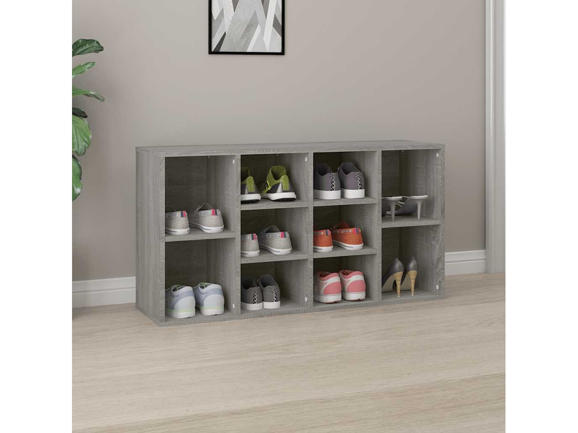 Banco Zapatero | Armario Zapatero Madera Contrachapada Gris Sonoma 103x30x55 Cm