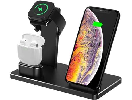 Estación de Carga Estação Sem Rápido para Apple BISBISOUS Aluminio Negro