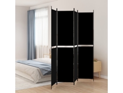 Separador LOVELY HOME con 4 Paneles de Tela Negro (200 x 220 cm)