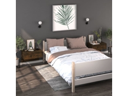 Mesitas de Noche LOVELY HOME Mesinha de Montagem na Parede 2 Pcs Carvalho Fumado