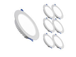 Foco LED de diseño moderno y elegante, superfino, blanco neutro de 4000 K, fácil instalación, luz regulable versátil para cocinas y baños.