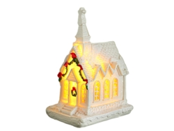Casa navideña decorativa con luces, escena de resina TRUYUETY