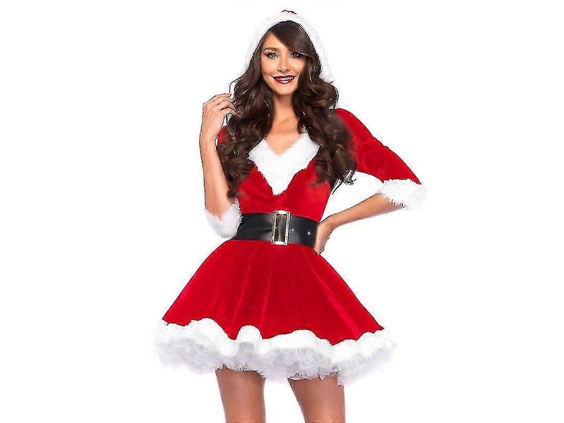 Omni-traje De Santa Claus Para Mujeres Falda De Disfraz Navideño Fiesta Vestido Cosplay Talla L Rojo
