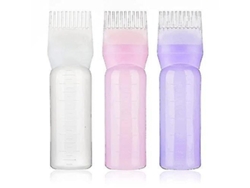 Paquete De 3 Botellas Vacías Recargables Para Aplicar Tinte Para El Cabello Con Peine, Herramienta De Estilismo Profesional, Color Blanco, Rosa Y Morado, 160 Ml.