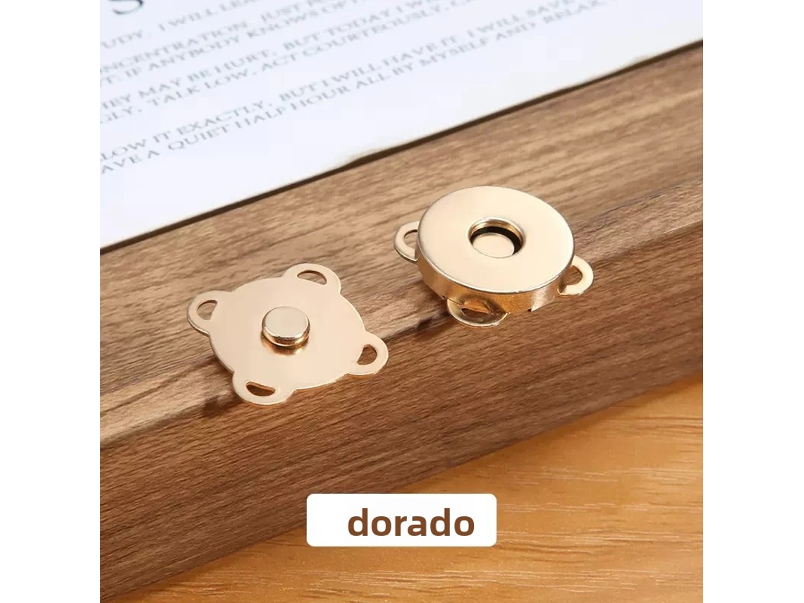(Oro) 10 juegos de botones magnéticos de metal para coser, hebillas para bolsos, carteras, ropa y accesorios de bricolaje