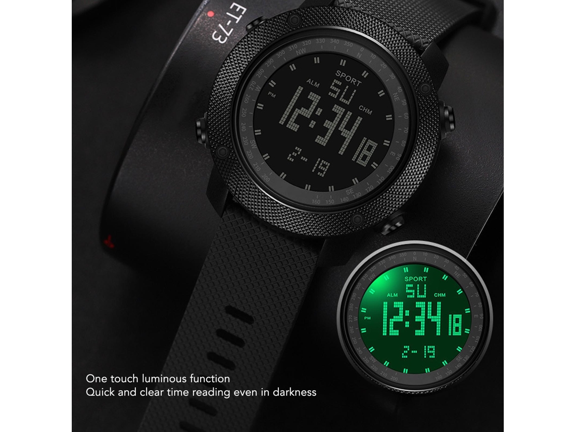 Reloj Deportivo Digital Resistente Al Agua Con Correa De Pu, Luz Led Y Cronómetro Para Montañismo.