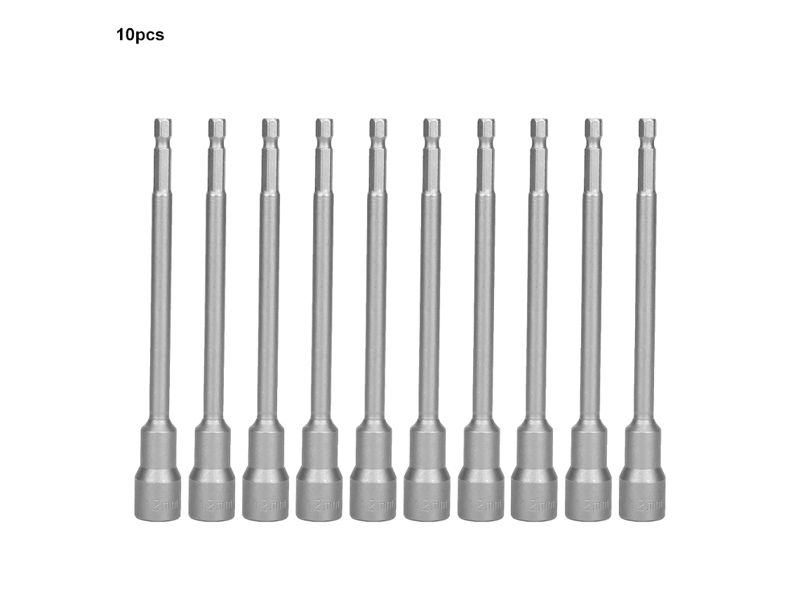 Conjunto De Chaves De Porca Com Imã 12mm, 10pcs, Punho Hexagonal Estendido 150mm, Acessório Para Parafusadeira Elétrica
