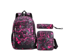 Mochila escolar de tres piezas para hombre y mujer, gran capacidad, color morado